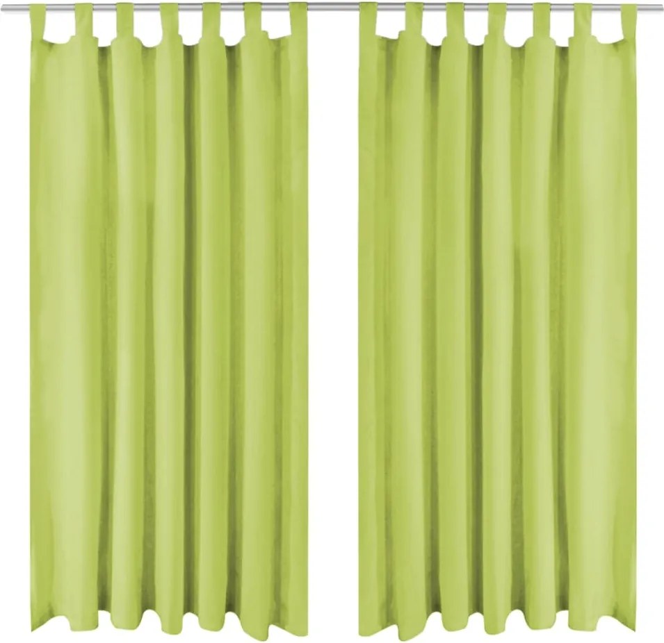 vidaXL 2 db zöld mikroszatén függöny karikákkal 140 x 225 cm