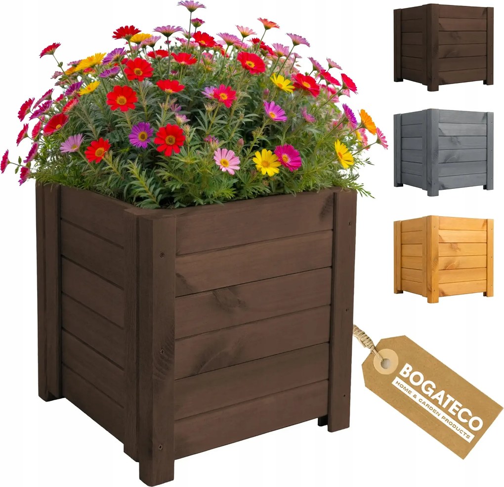 Fa Kerti Virágtartó 39x39x40cm Agrotextil Kerti Terasz Sötétbarna