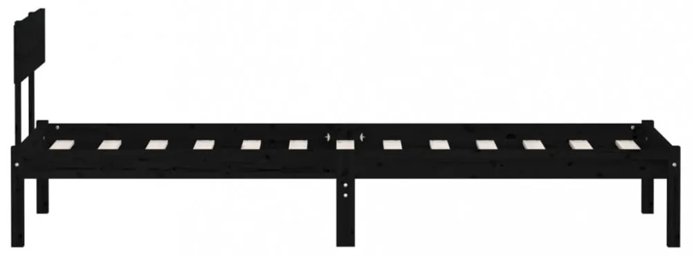fekete tömör fenyőfa ágykeret 90 x 200 cm