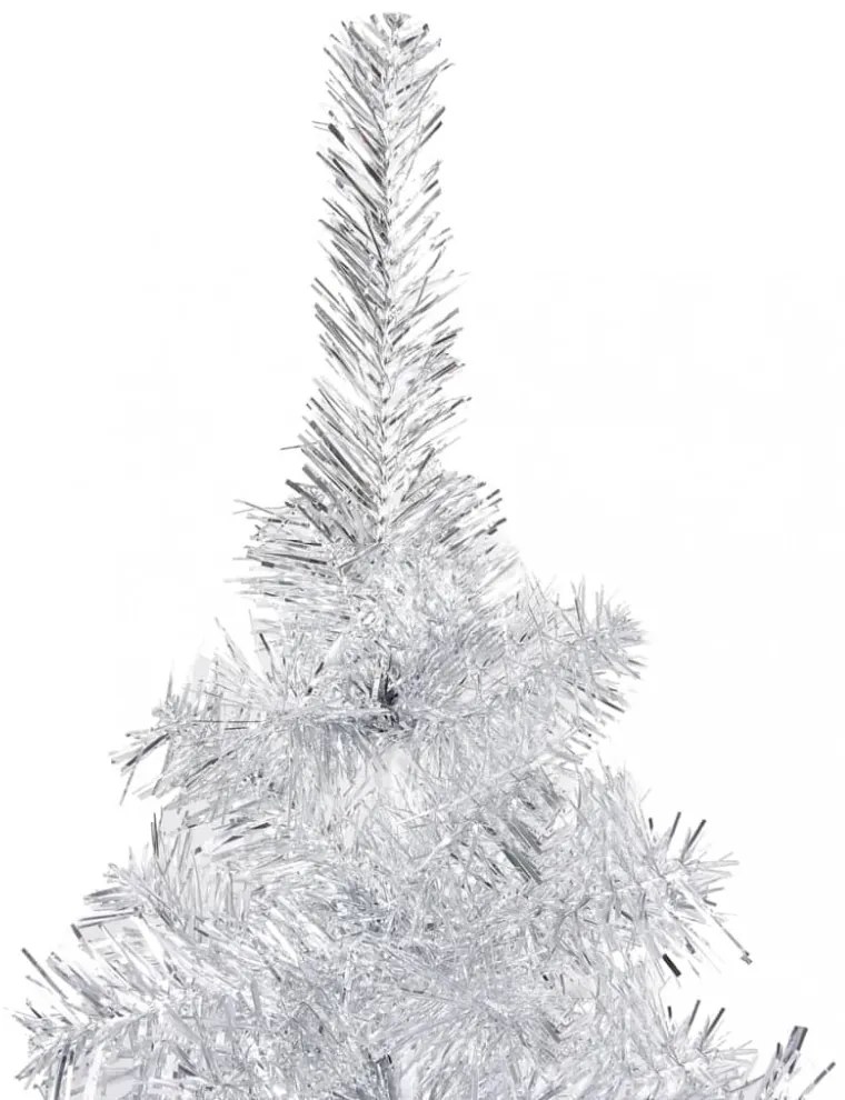 ezüstszínű PET megvilágított műkarácsonyfa gömb szettel 120 cm