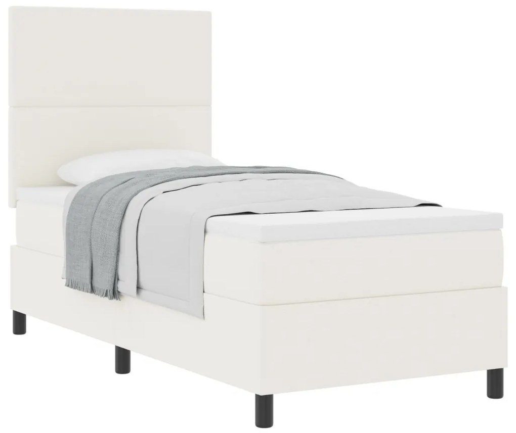 Box Spring Ágy Matrac Krém Egyszemélyes Kordbársony