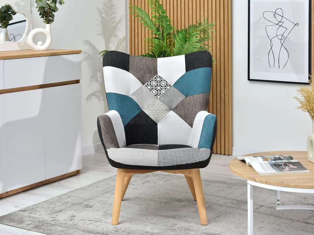 Fotel Nutri (patchwork + fekete). Akció -15%. 1110350