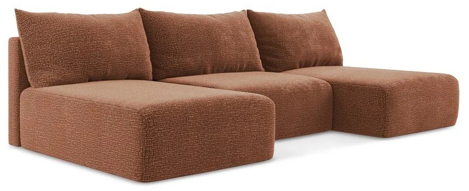 Téglavörös kinyitható-tárolóhelyes sarokkanapé Kalena – Makamii