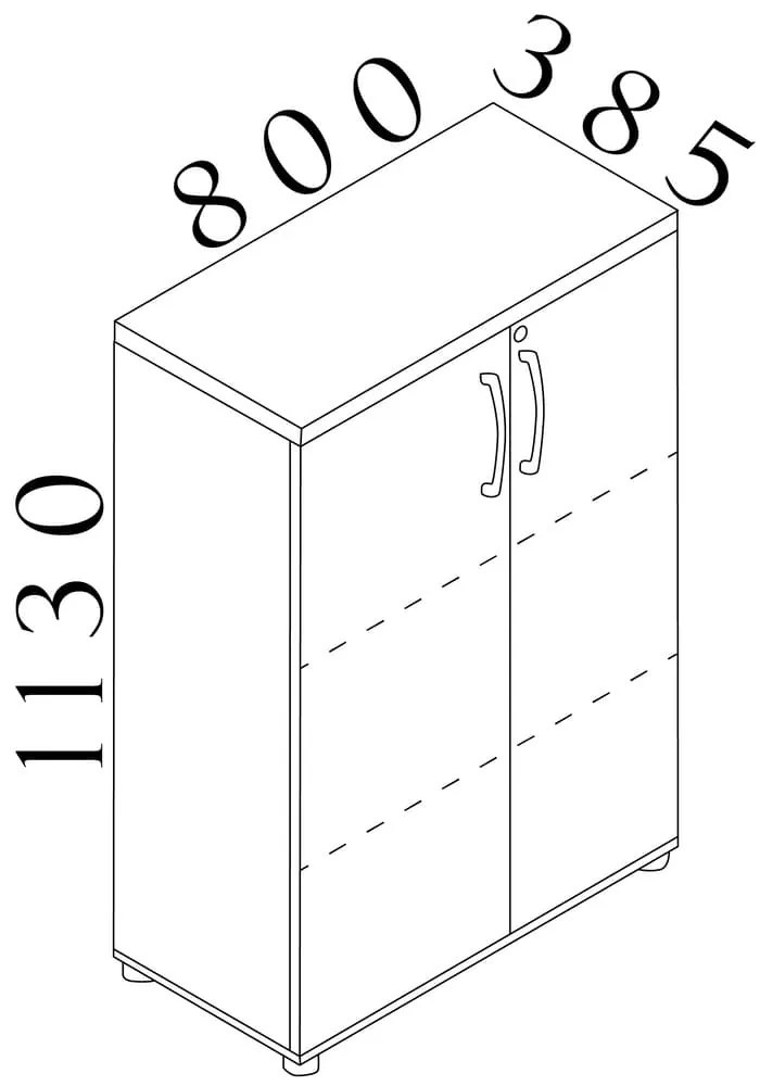 Visio LUX közepes szekrény 80 x 38,5 x 113 cm, dió