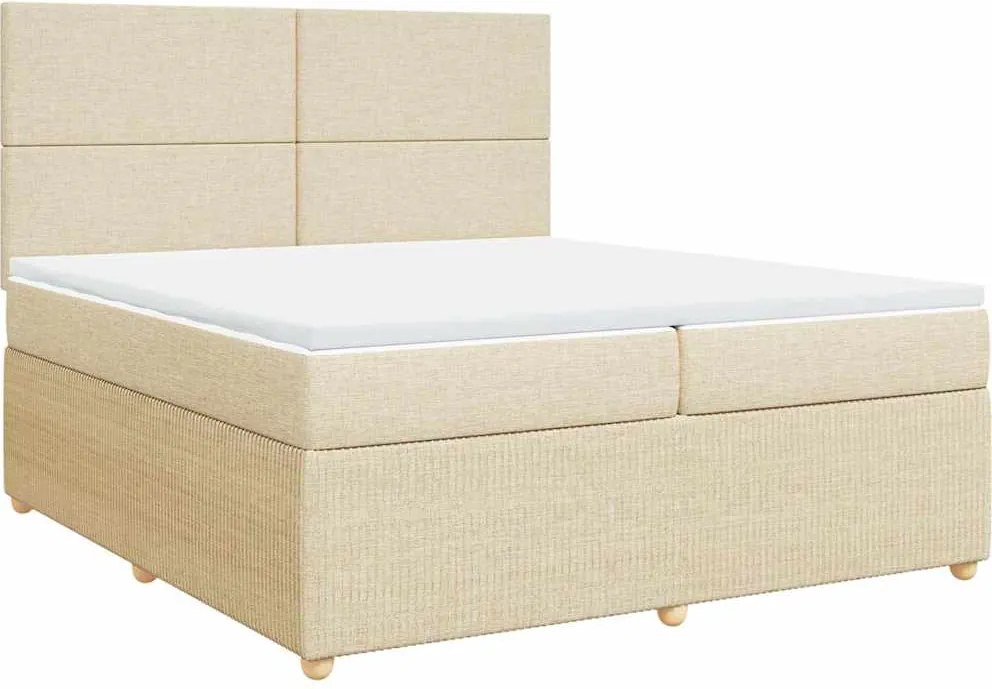 vidaXL krémszínű szövet rugós ágy matraccal 200 x 200 cm