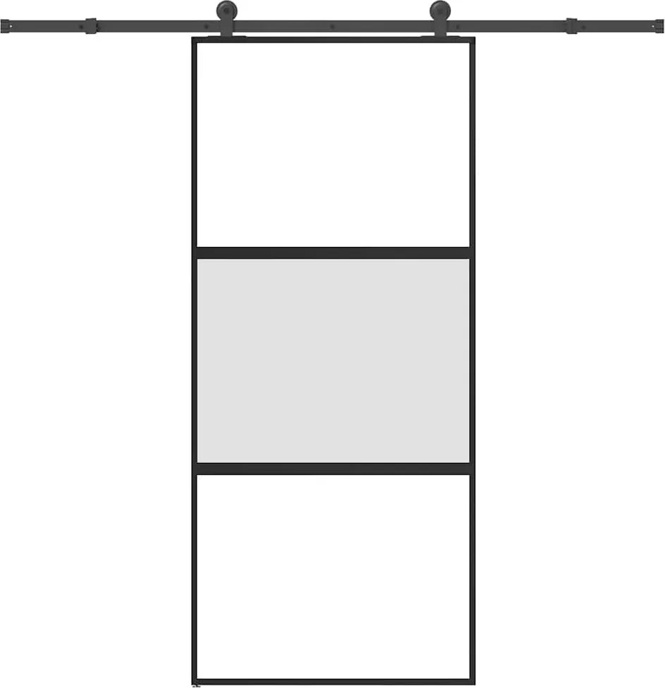 vidaXL tolóajtó vasalattal 90x205 cm edzett üveg&Alumínium
