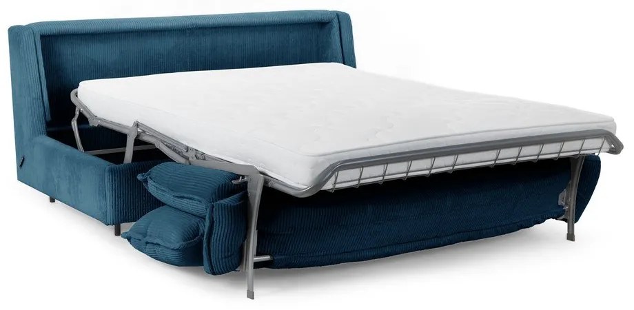 Kék kordbársony kinyitható kanapé 184 cm Isadora – Bobochic Paris