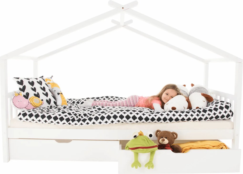 Ágy 2 konténerrál, fehér, ELISIA