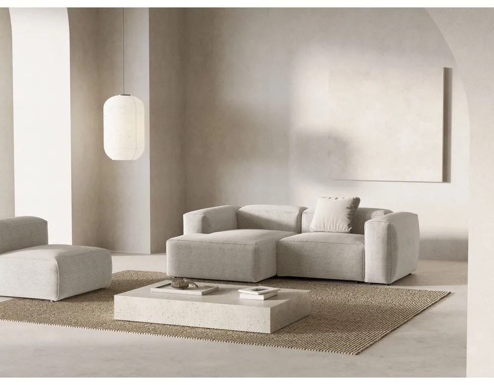 Bézs kordbársony sarokkanapé (bal oldali-heverő résszel) Bergamo – Cosmopolitan Design