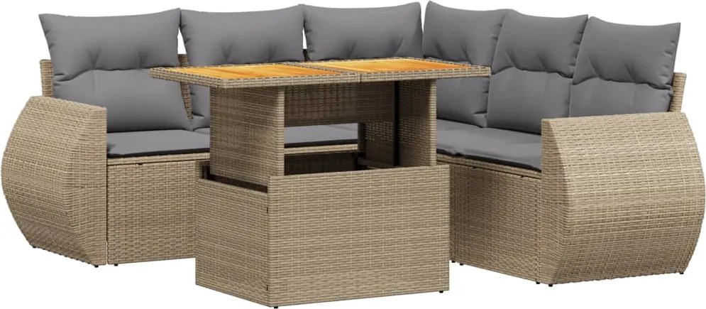 vidaXL 6 részes bézs polyrattan kerti ülőgarnitúra párnával