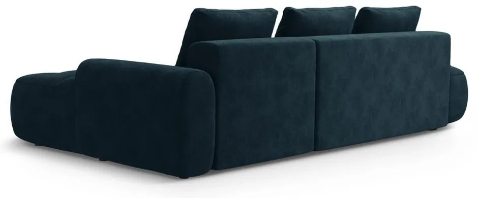 Petróleum színű bársony kinyitható-tárolóhelyes sarokkanapé (jobb oldali-heverő résszel) Linz – Cosmopolitan Design