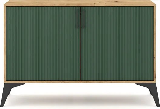 Komód 2 ajtós Artisan tölgy / zöld színkombinációban – LUGO LU02