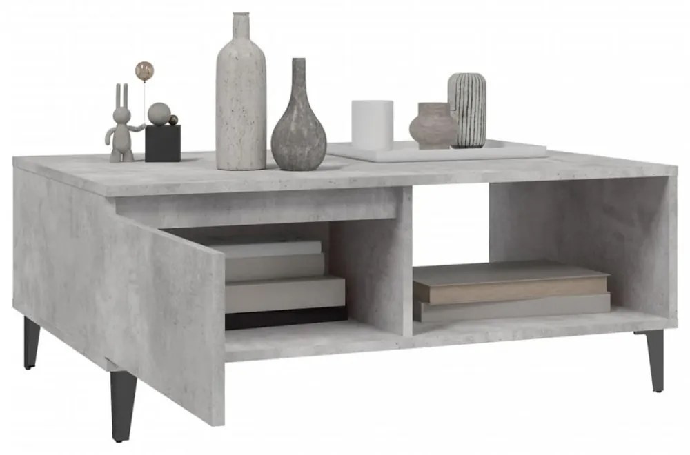 betonszürke szerelt fa dohányzóasztal 90 x 60 x 35 cm