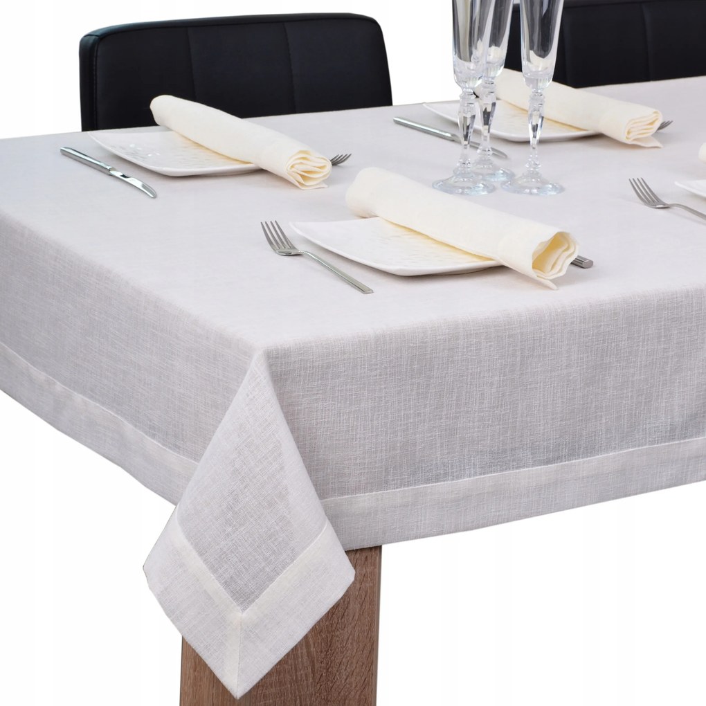 abrosz ekrü színű, sima, folttaszító asztalterítő 260x140 cm