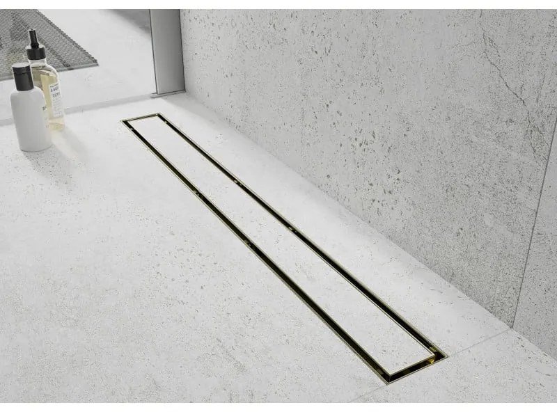 Mexen Lapos rozsdamentes acél zuhanyfolyó 50 cm (2in1) - M13 minta, arany, 1510050-15