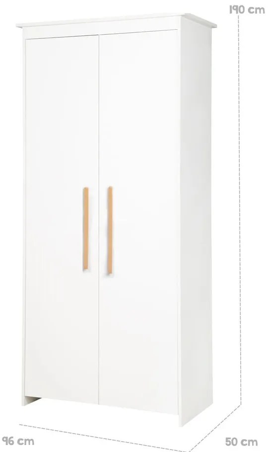 Fehér gyerek ruhásszekrény 96x190x50 cm Lilo – Roba