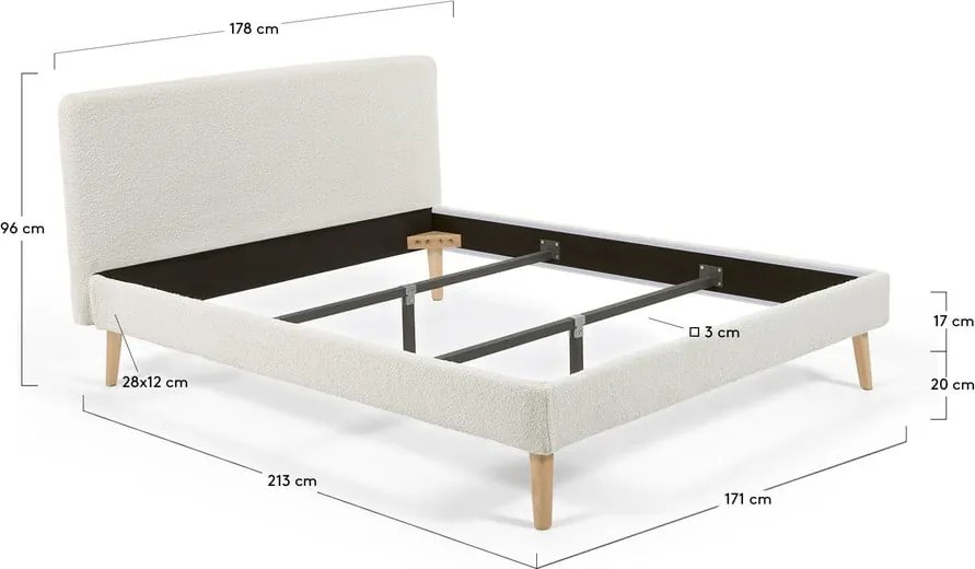 Lydia világosszürke kétszemélyes ágy, 160 x 200 cm - Kave Home