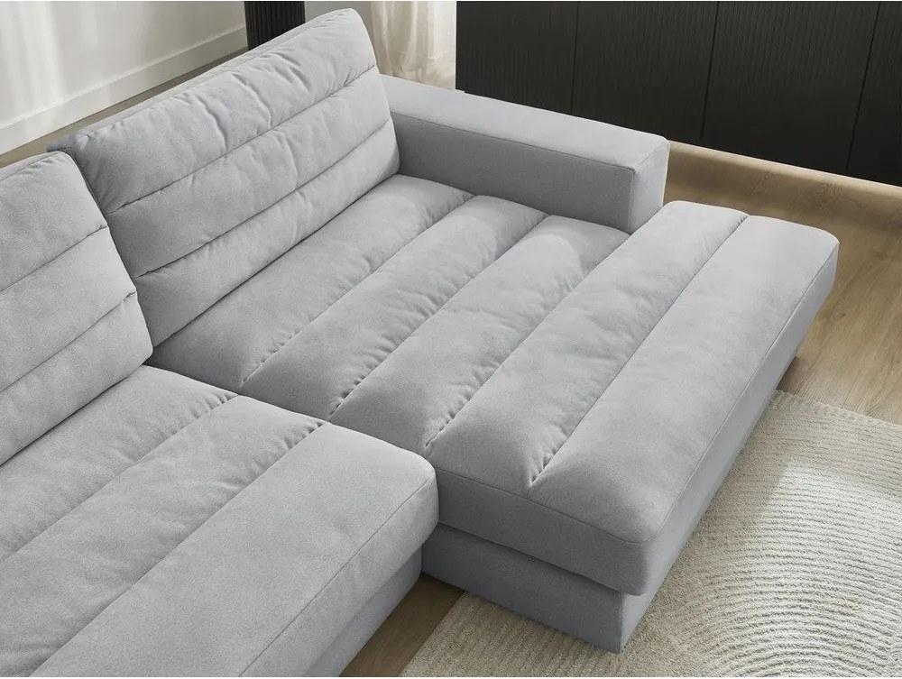 Világosszürke bársony sarokkanapé (jobb oldali-heverő résszel) Sierra – Bobochic Paris