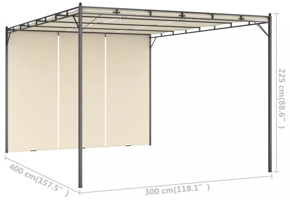 vidaXL krémszínű kerti pavilon oldalfüggönnyel 4 x 3 x 2,25 m