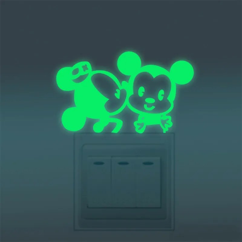 PIPPER | Foszforeszkáló matrica kapcsolóra "Mickey és Minnie" 10x6 cm