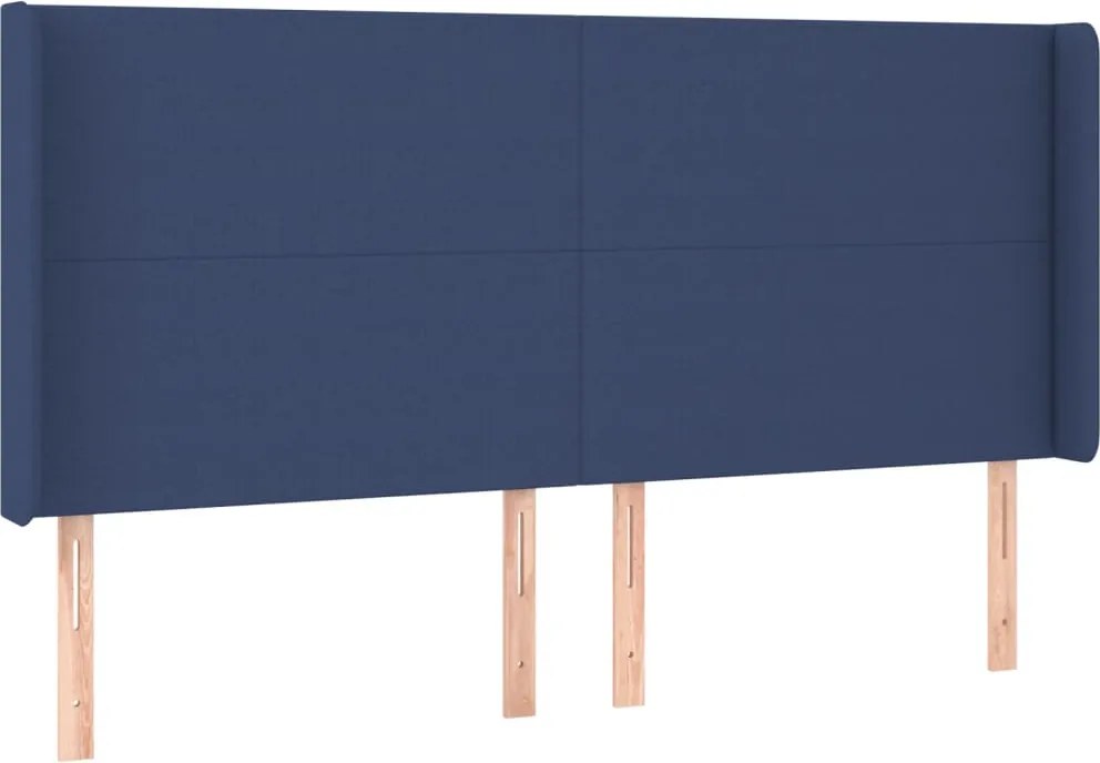 vidaXL kék szövet fejtámla szárnyakkal 203x16x118/128 cm