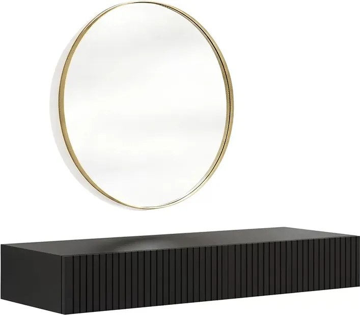 Nicole fali fésülködőasztal arany tükörrel 60 cm - matt fekete