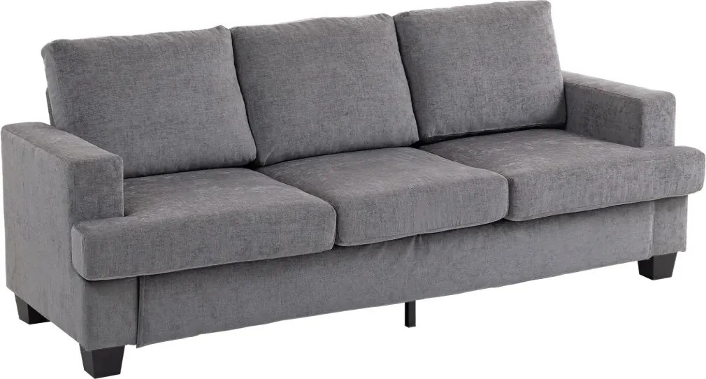 HOMCOM Kanapé, 3 személyes, szövet huzat, acél váz, kárpitozott, 213 x 82 x 90 cm, szürke