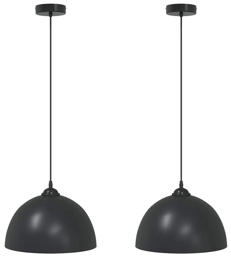 függőlámpák 2 db Állítható magasságú E27 fekete Ø 30 cm Fém