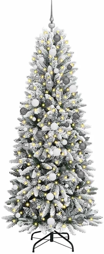 Műkarácsonyfa LED -es lámpákkal Fehér 210cm PVC