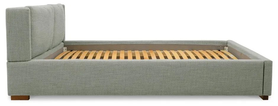 Szürke kárpitozott franciaágy ágyráccsal 140x200 cm Dreamer – Scandic