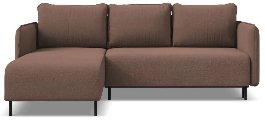 Rózsaszín kinyitható-tárolóhelyes sarokkanapé (bal oldali) Luana – Makamii