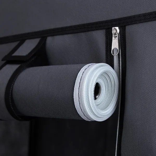 Tároló textilszekrény polcokkal és akasztórúddal MATIS 110x175 cm szürke