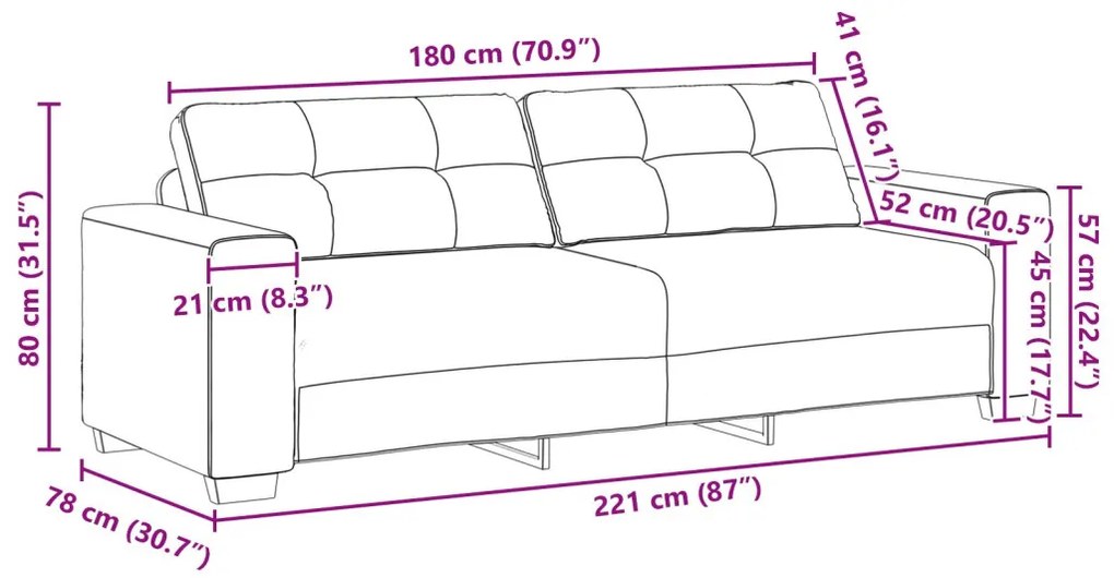 Kanapé Barna bársony Bársony 180 cm széles Levehető huzatok