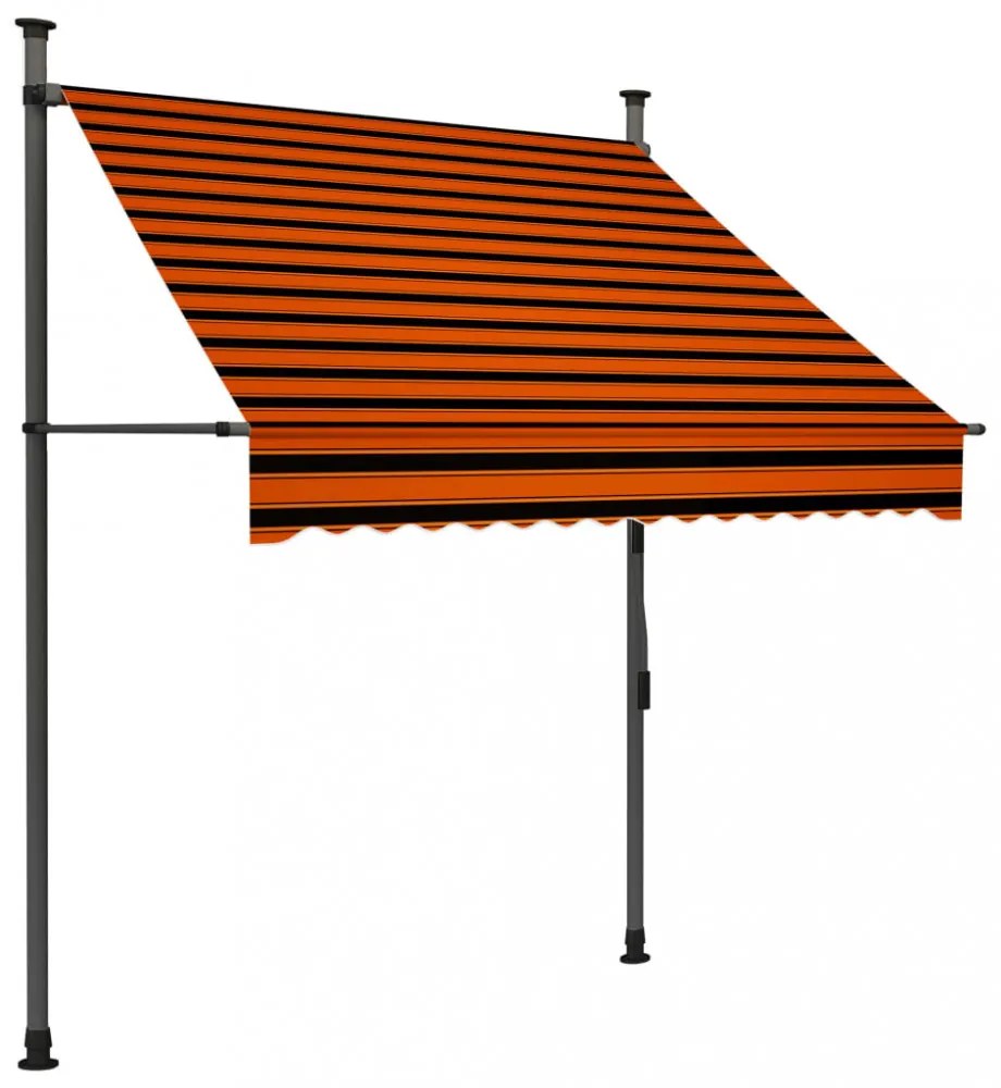 narancssárga-barna kézzel feltekerhető LED-es napellenző 150 cm