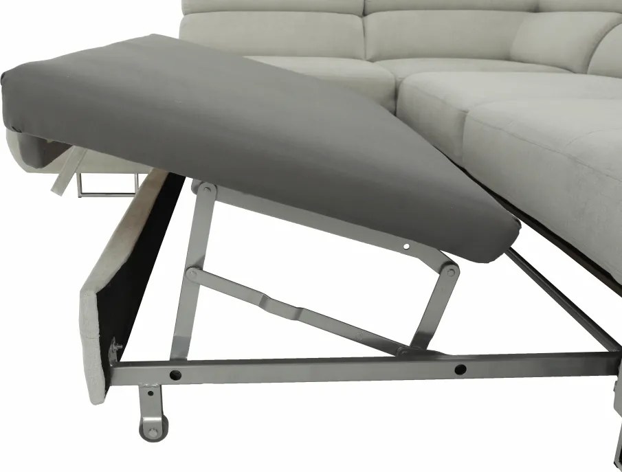 Ülőgarnitúra tárolóhellyel, világosszürke, szövet, balos, BUTON R