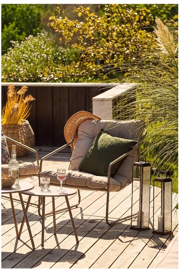 Bézs kárpitozott négyszemélyes kerti lounge szett Nilo – House Nordic