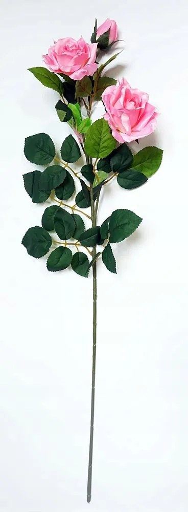 Mesterséges Rózsa XXL virág ág Nagy Rózsa 3 virág fej Rózsaszín 88 cm