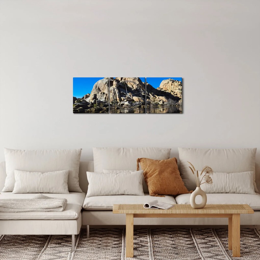 A tükröződő sziklák képe (órával) (90x30 cm)