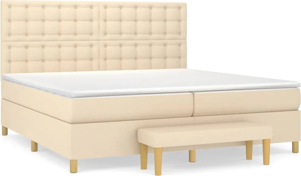 vidaXL krémszínű szövet rugós ágy matraccal 200 x 200 cm