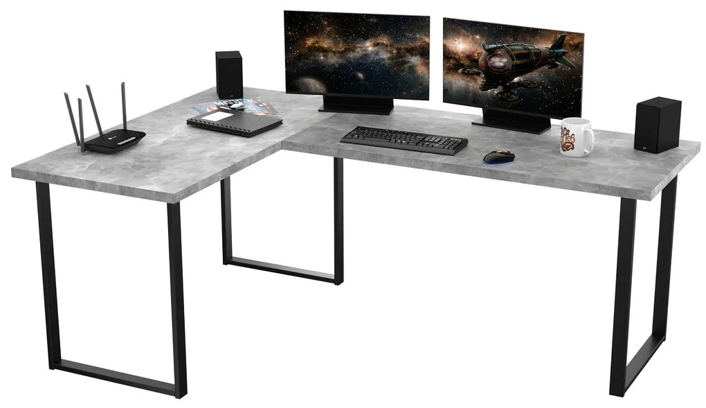 Sarok PC asztal Vintid (szürke beton). 1054974