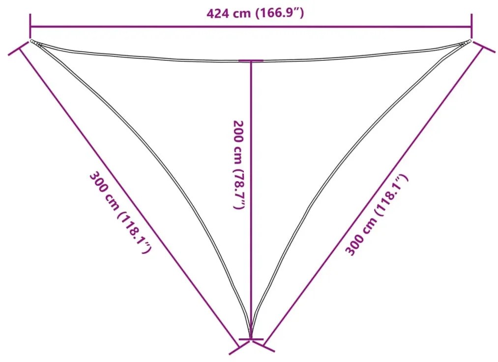 antracitszürke háromszögű oxford-szövet napvitorla 3x3x4,24 m