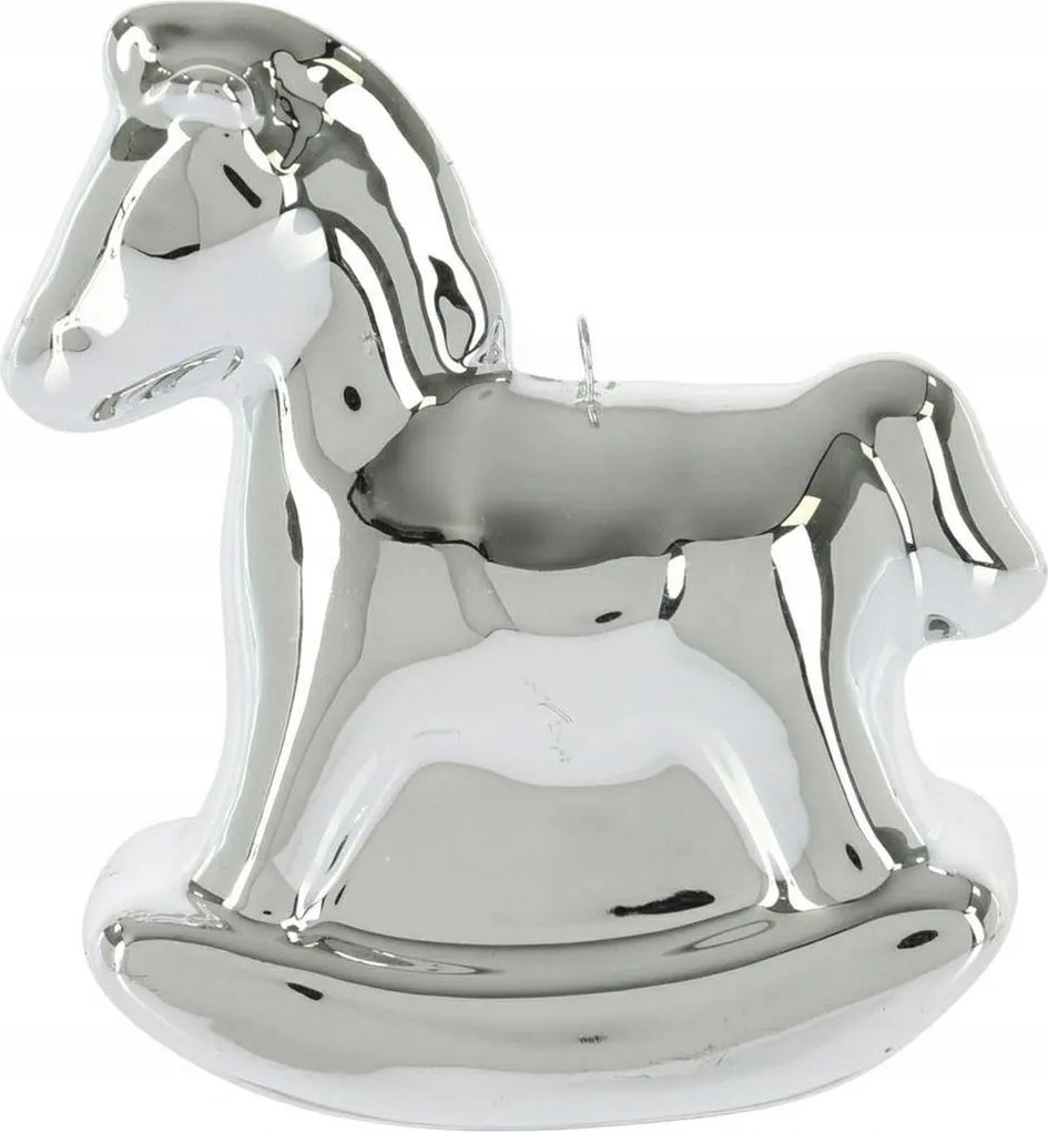 Karácsonyi dísz, Ló, ezüst színű, 12 darabos szett.