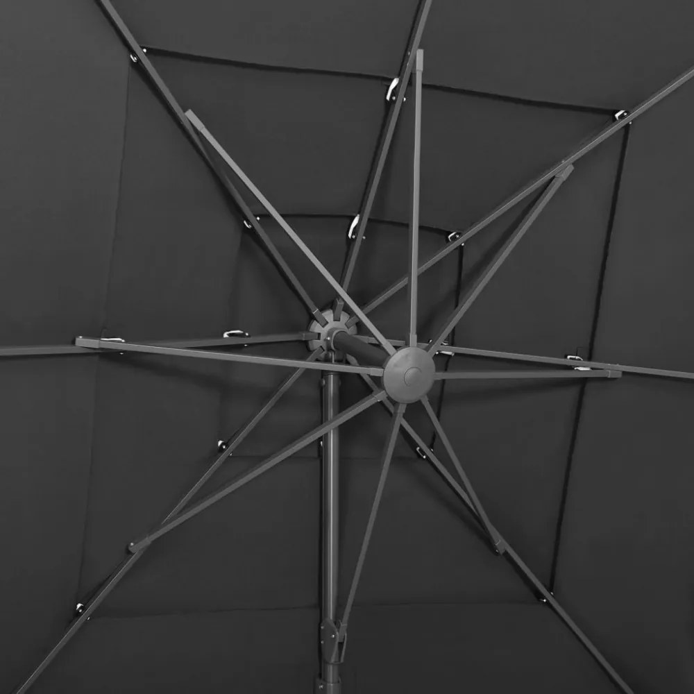 4 szintes antracitszürke napernyő alumíniumrúddal 250 x 250 cm