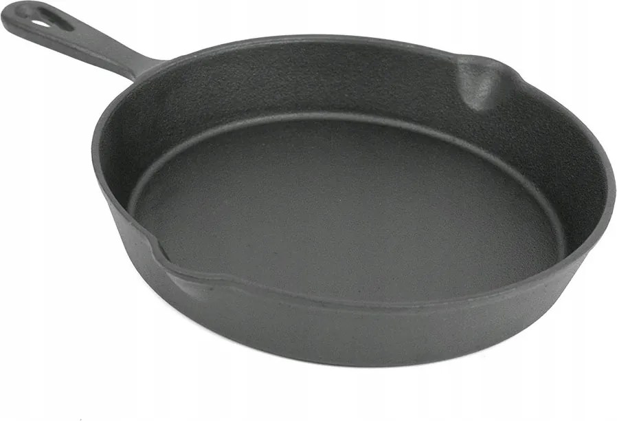 Öntöttvas Serpenyő Steak Hús Sütő Edény 25cm Fekete