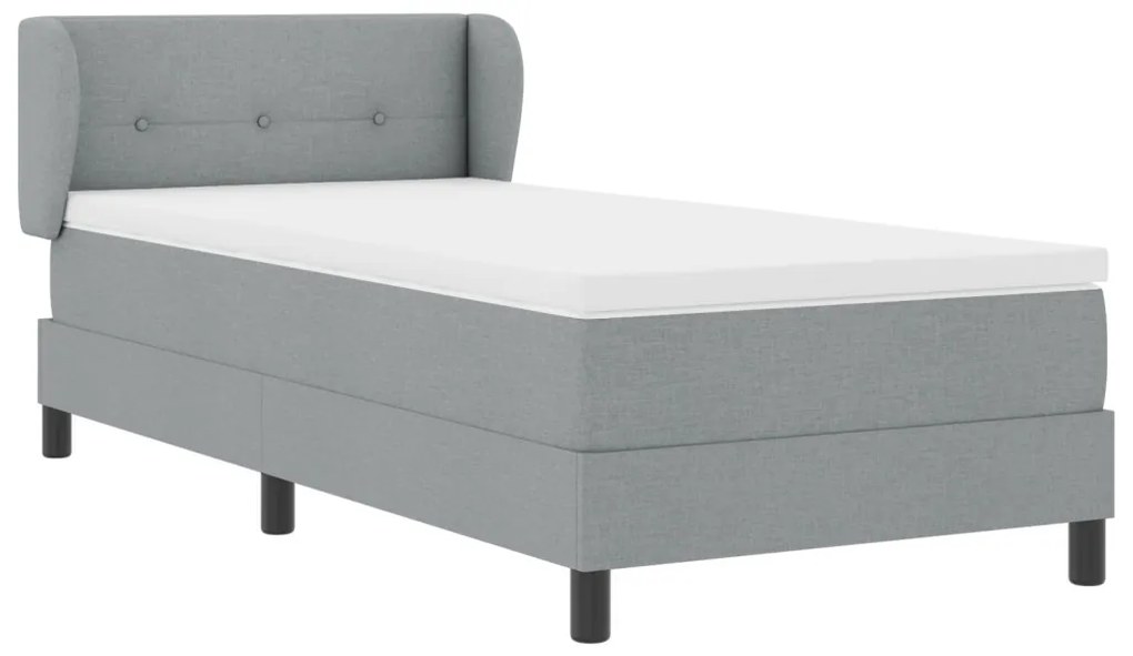 Boxspring Ágy Matrac Készlettel - Világosszürke, 90x200 cm, Szövet