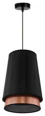 Duolla - Csillár zsinóron BELL SHINY 1xE27/15W/230V átm. 25 cm fekete/réz
