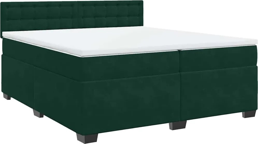 vidaXL sötétzöld bársony rugós ágy matraccal 200x200 cm