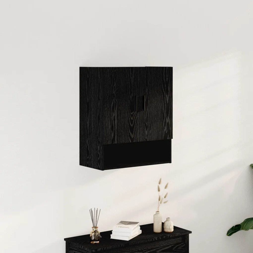 Fali Szekrény Fekete Tölgy 60x31x70 cm Mérnöki Fa