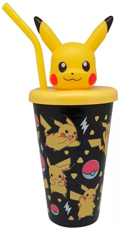 Pokémon Pikachu műanyag 3D szívószálas pohár 443 ml