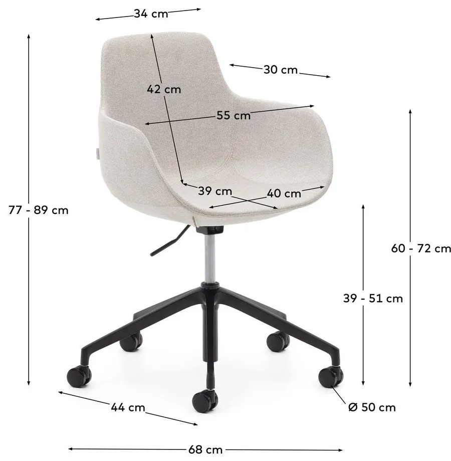 Bézs irodai szék Tissiana – Kave Home